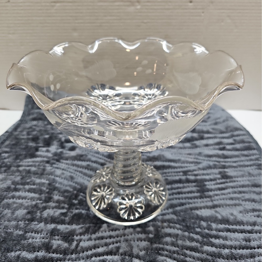 Riverside Glass Chrysanthemum Open Fluted‎ Compote also known as Double Daisy
